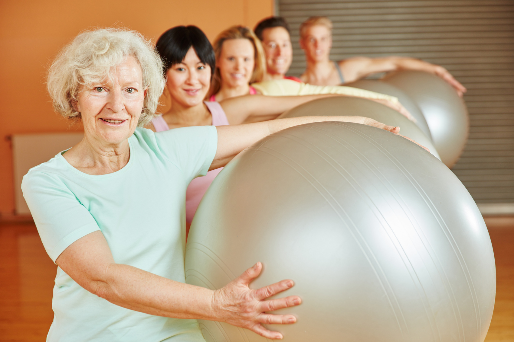 Senior during Ball Exercise in Pilates